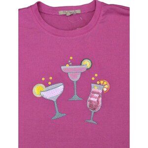 My Danielle Cocktails Sequin Knit Top Womens S Pink Short Sleeve Margarita Cosmo